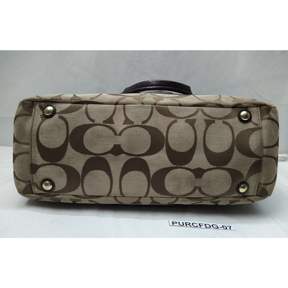 Coach Signature Brown Canvas Stripe Double Handles Diaper Tote Bags - Picture 7 of 16